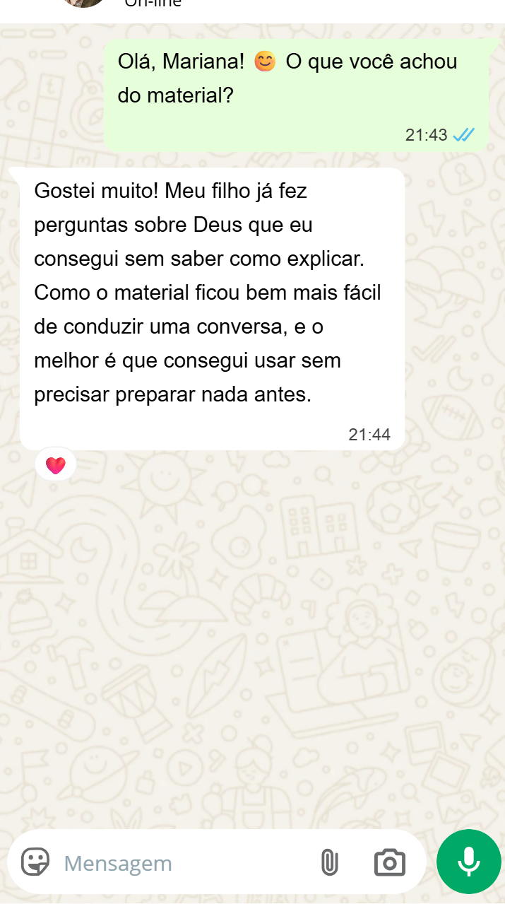 Depoimento de Mariana sobre o Pequenos Pensadores da Fé
